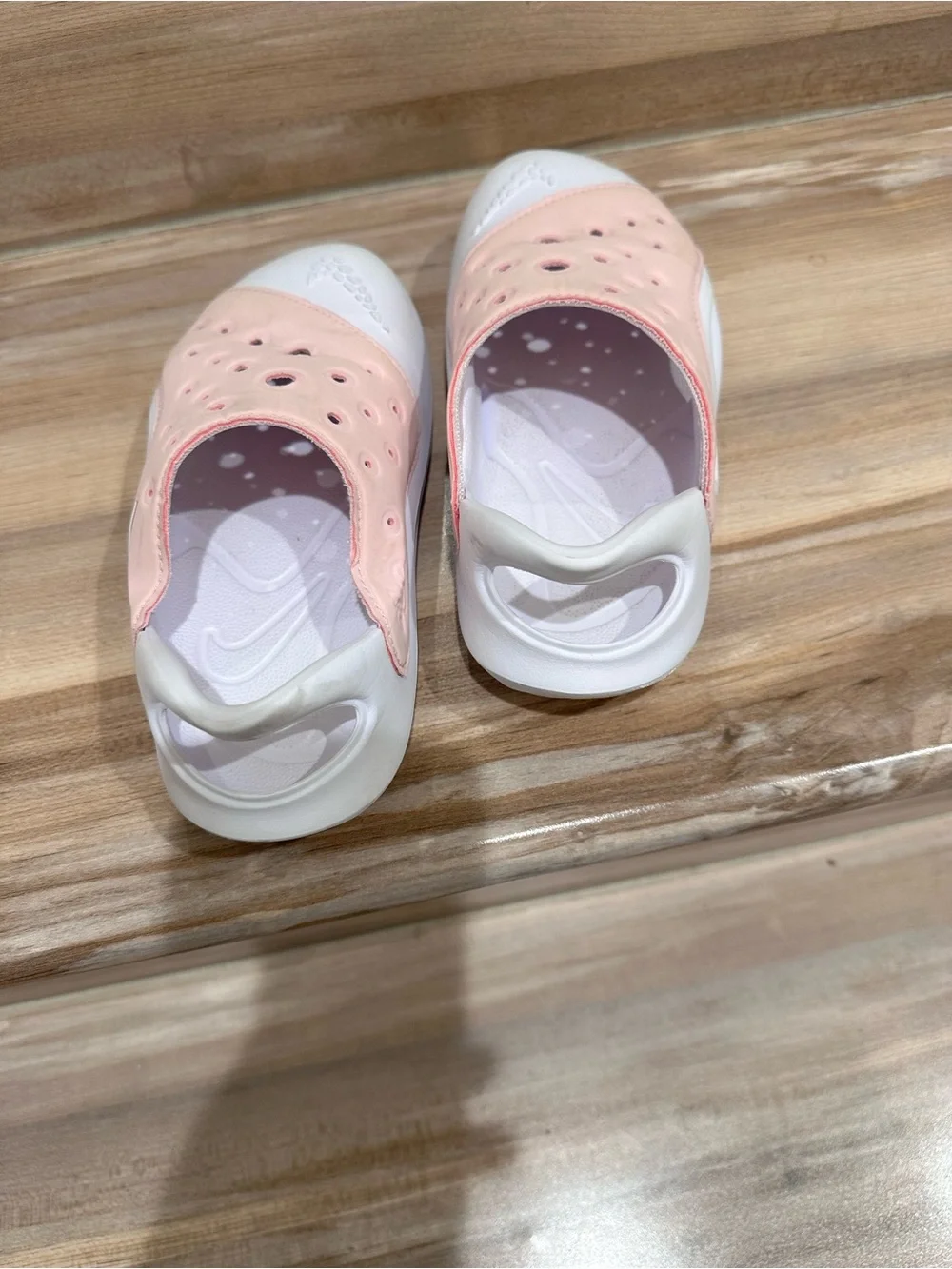 Nike Kids Light Pink and White Slip-On Water Clogs